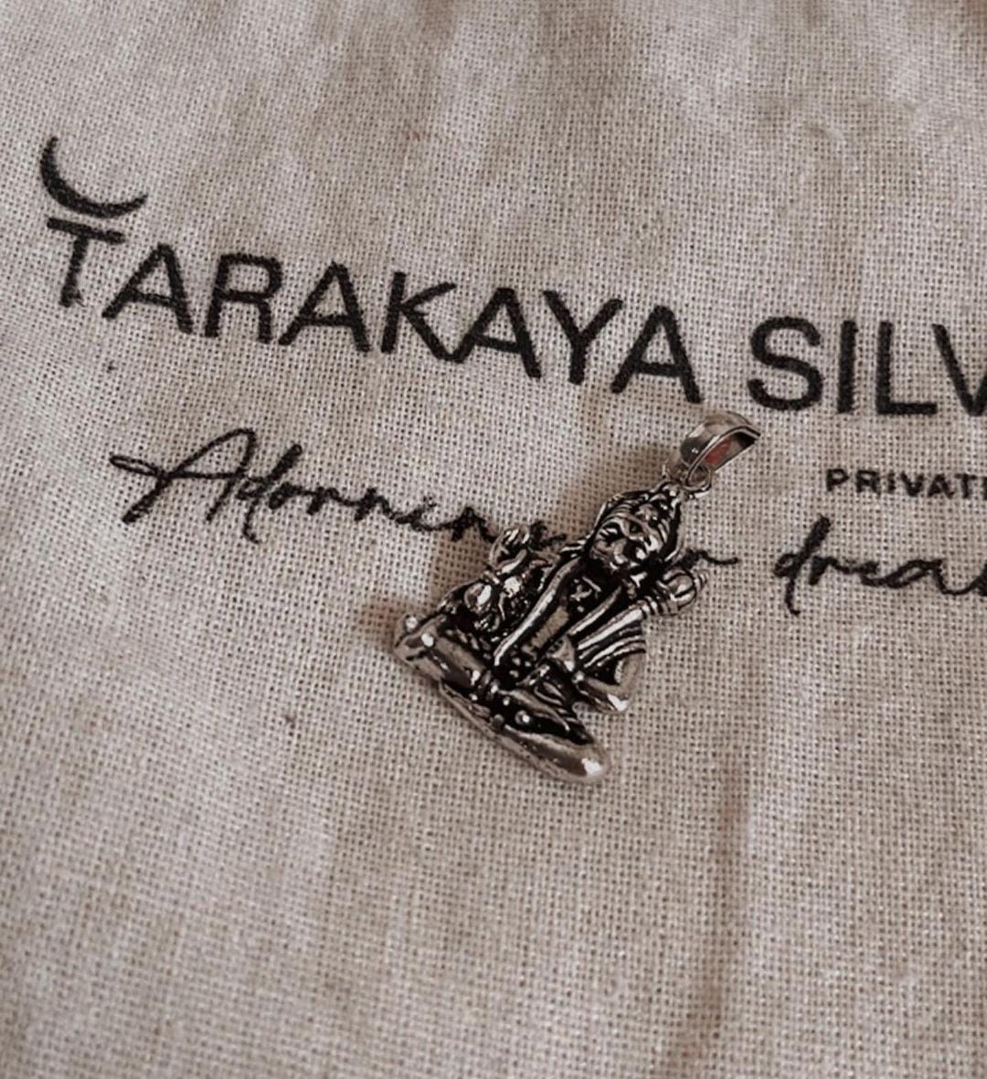 Hanuman Ji in sitting position pendant in sterling silver
