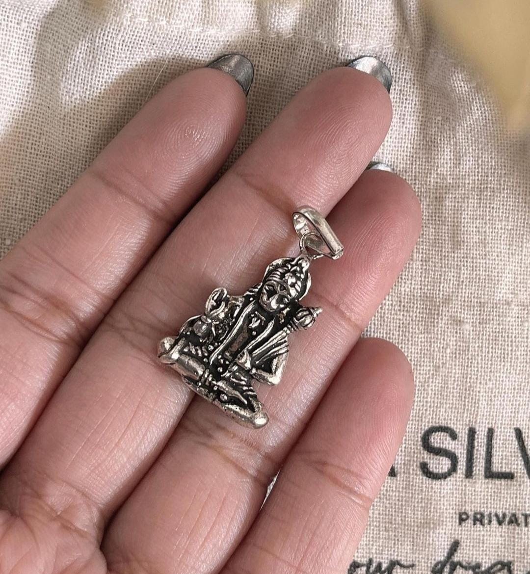 Divine Hanuman Ji sitting pose pendant in sterling silver