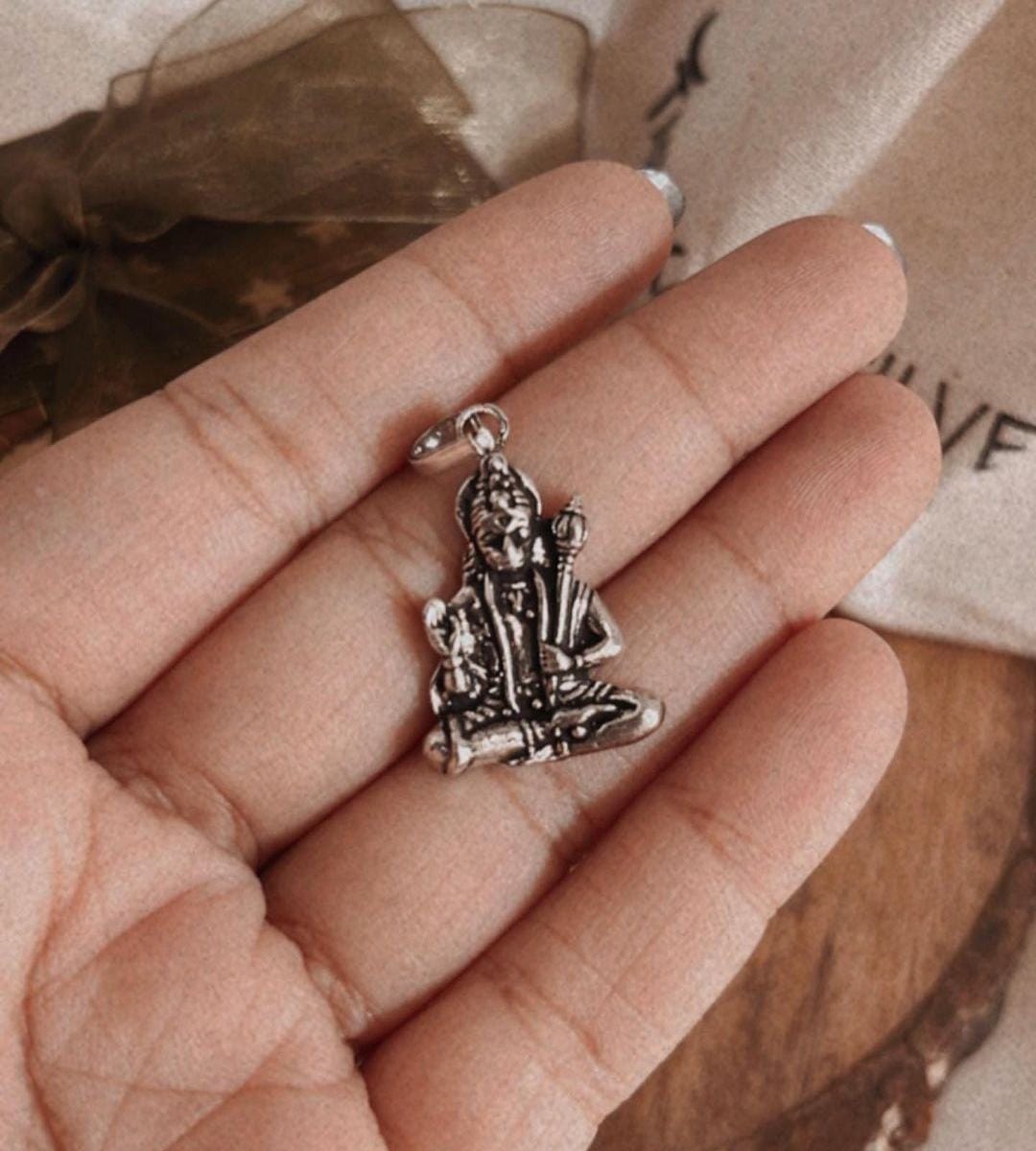 Hanuman Ji sitting position pendant in sterling silver
