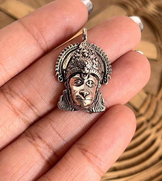Hanuman Ji Face Silver Pendant