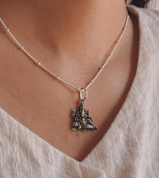 Sleeping Ganesh Sterling Silver Pendant