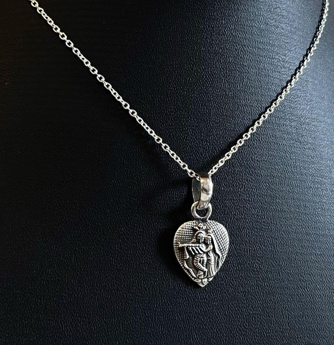 925 Sterling Silver Radha Krishna Heart Silver Pendant – Tarakaya