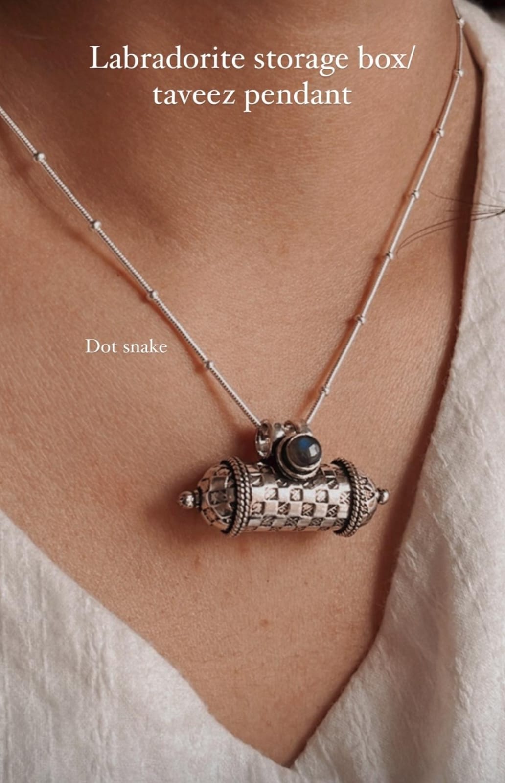Elegant Labradorite Taveez Pendant in Sterling Silver