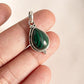 Handcrafted Malachite Pear Rawa Silver Pendant with Intricate Design