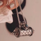 Labradorite Taveez Silver Pendant with Spiritual Charm