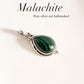 Malachite Pear Rawa Silver Pendant with Elegant Detailing