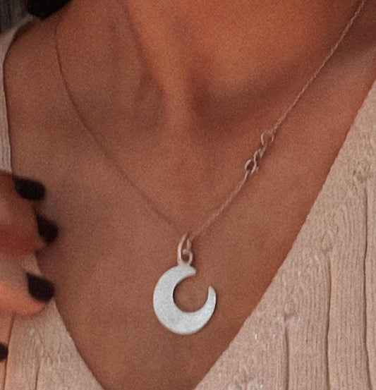 Plain Crescent Moon Silver Pendant