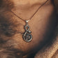 Snake pentacle silver pendant with intricate design