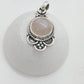 Round Rose Quartz Pendant with Silver Boho Design