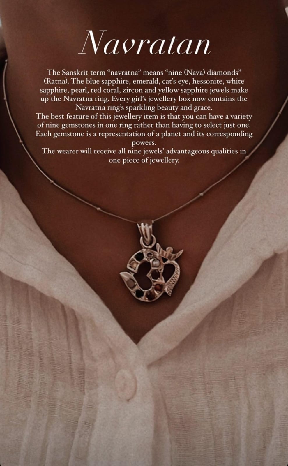 Sterling Silver Navratan Om Aum Pendant