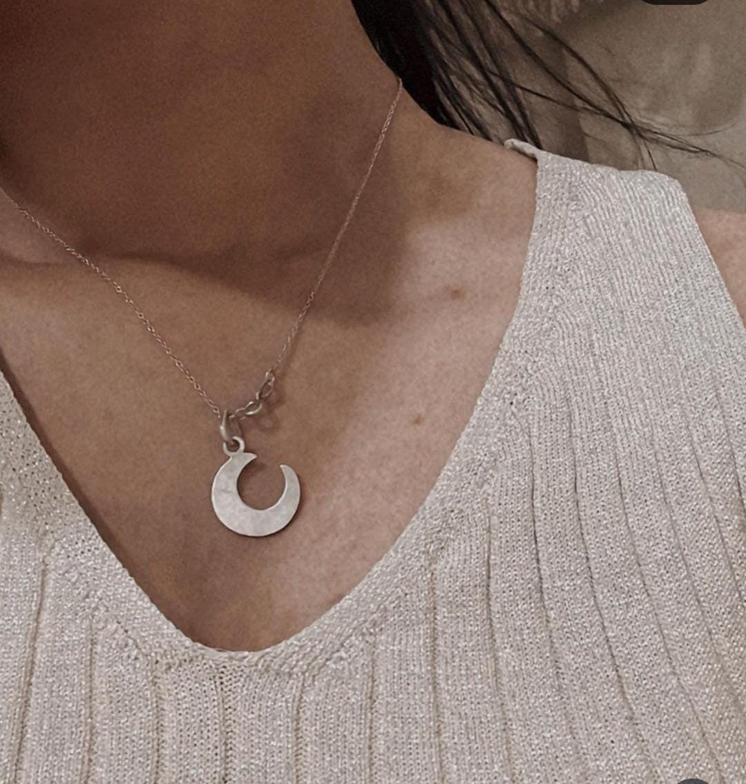 Elegant Crescent Moon Pendant in Sterling Silver