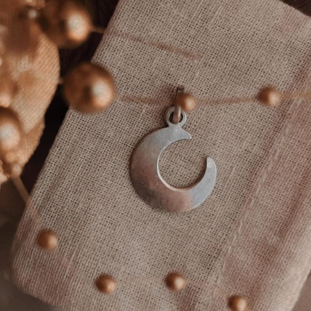 Minimalist Crescent Moon Silver Pendant