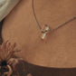 Sleek clear quartz pencil crystal necklace with polished finish