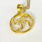 Gold-plated swastik design pendant in sterling silver