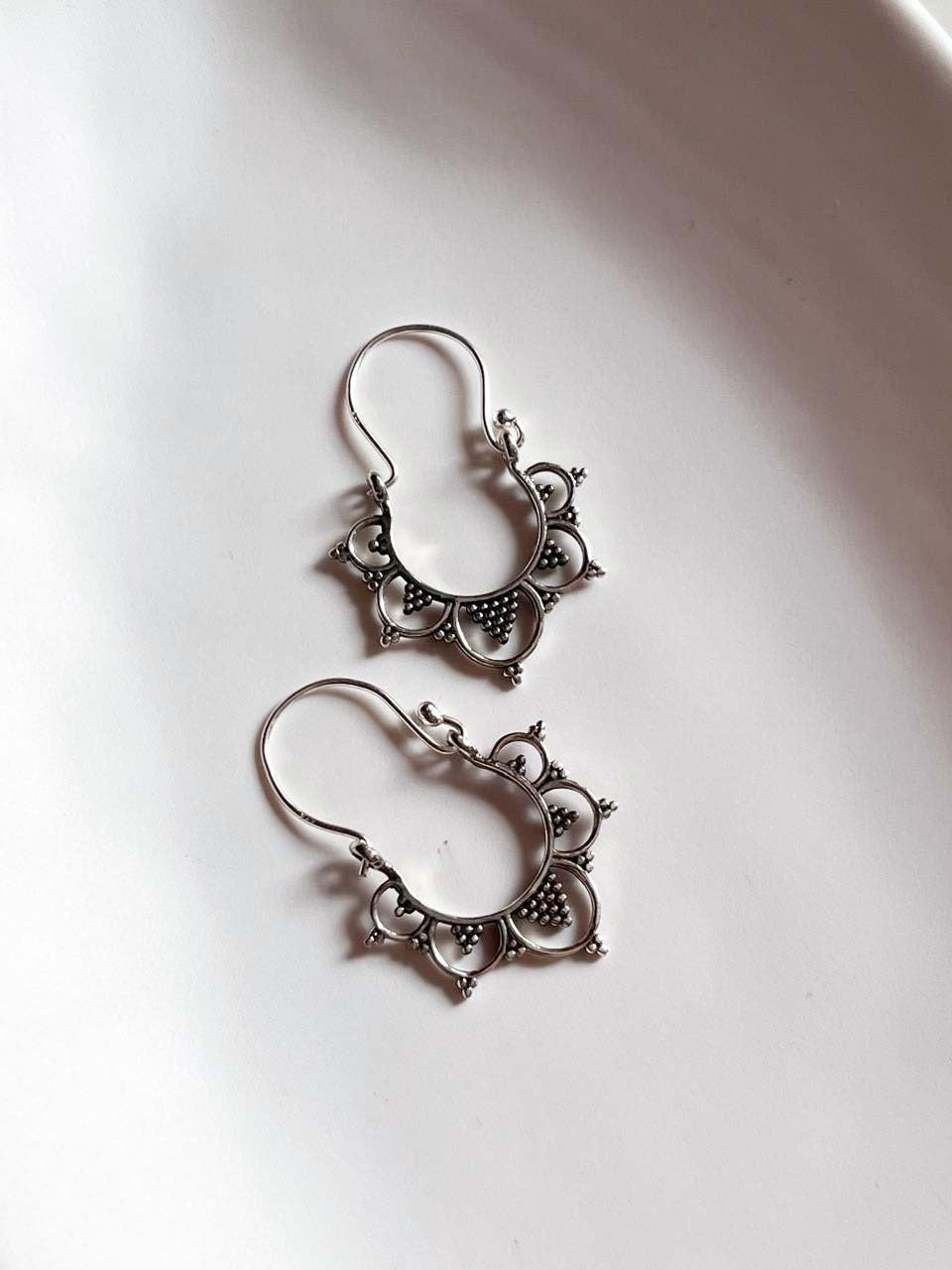 Banjara Style Hoops in 925 Silver - Design 1