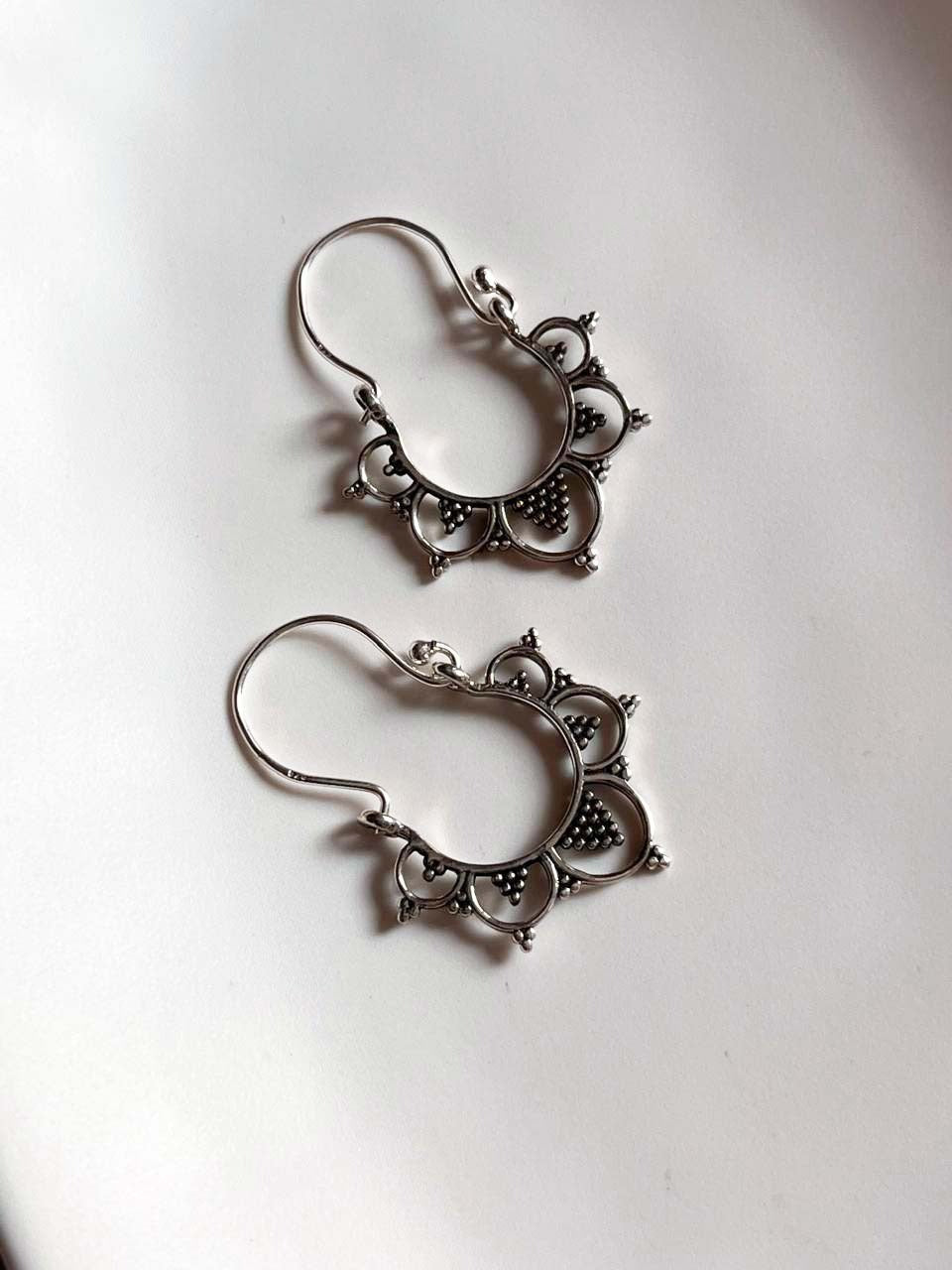 Silver 925 Rewa Banjara Hoops with Intricate Design 1