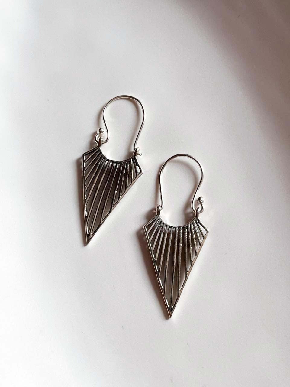 Triya silver hoop earrings with Boho style