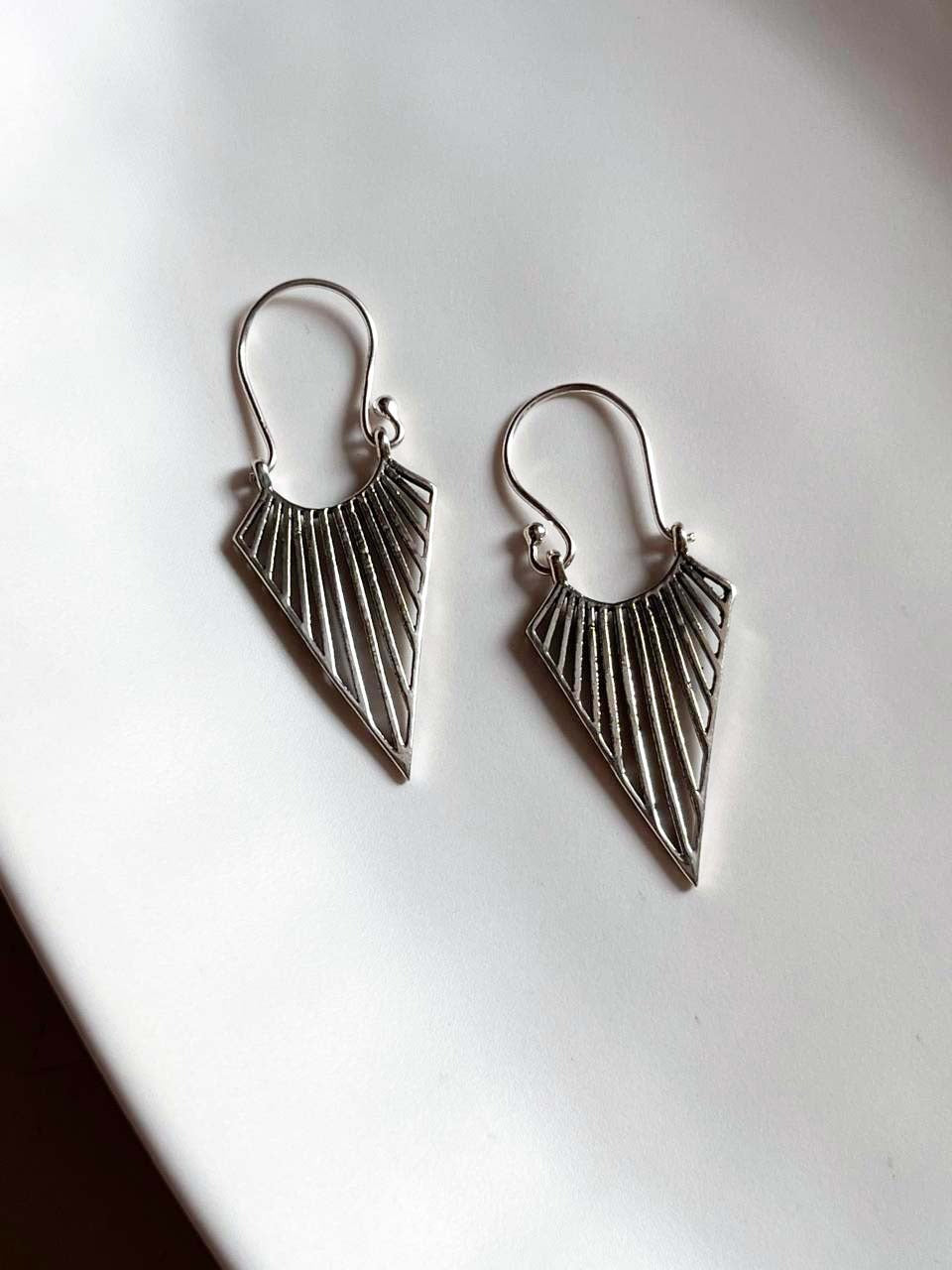 Unique Triya Boho silver hoop earrings for a bold look