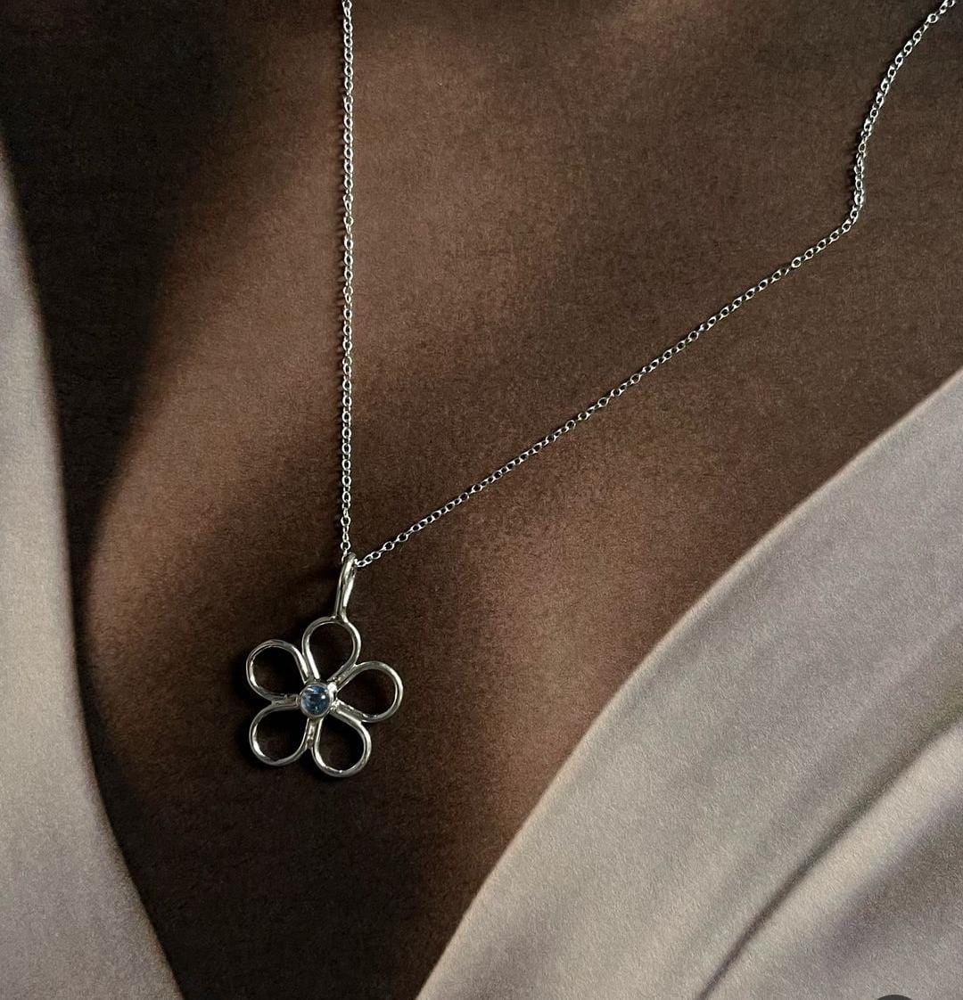 Sterling Silver Pendant with Moonstone Floral Design