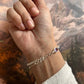 Amethyst Crystal 3 Stone Silver Stack Bracelet for Jewelry