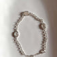 Handcrafted 3 Stone Moonstone Silver Bracelet