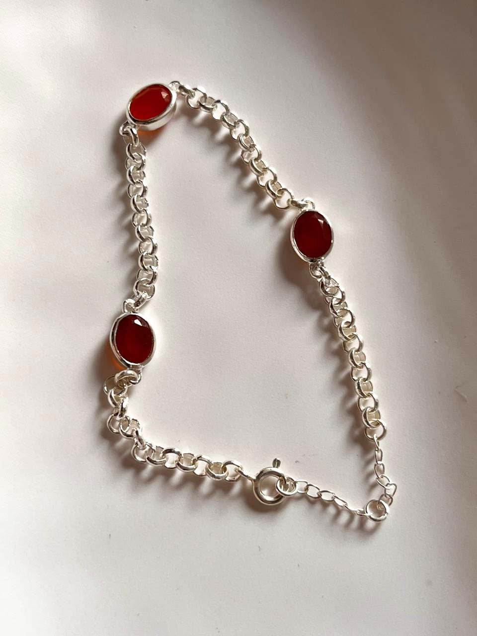 Carnelian and Silver 3 Stone Bracelet for Motivation