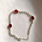 Elegant Carnelian 3 Stone Silver Bracelet
