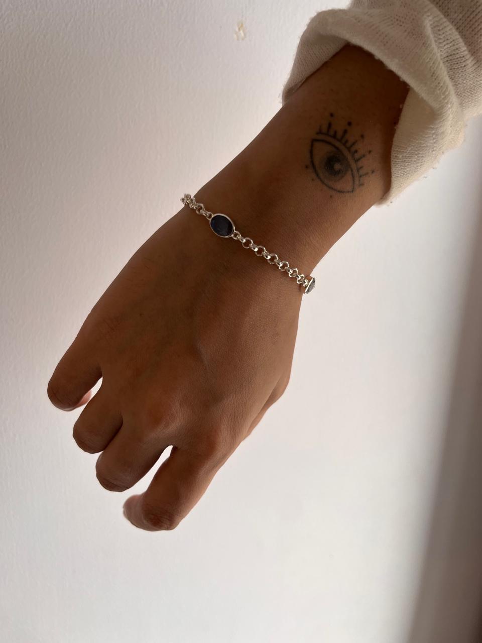 Labradorite and Silver 3 Stone Bracelet for Spiritual Healing