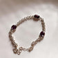 3 Stone Amethyst Silver Stack Bracelet for Healing