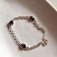 3 Stone Amethyst Silver Stack Bracelet for Spiritual Wellness