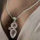 Silver Pendant Featuring Rose Quartz Cluster Stones