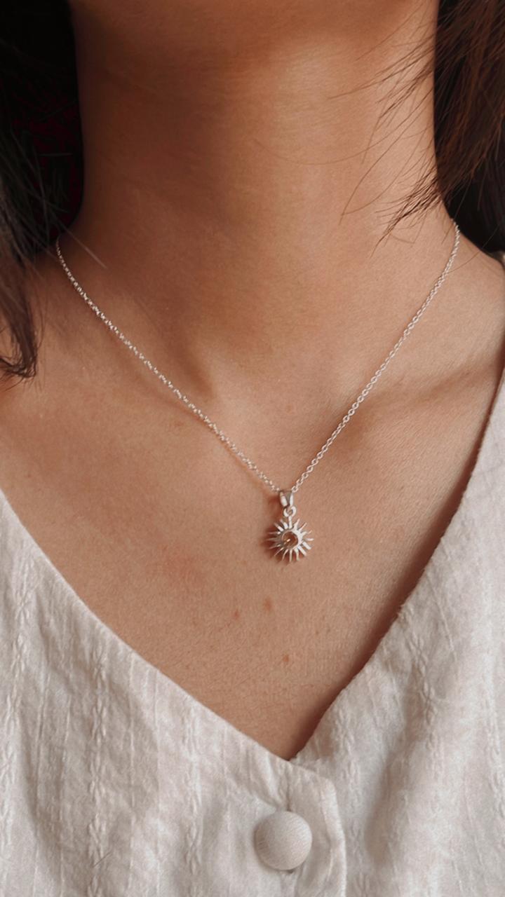 Citrine sunshine pendant necklace with delicate chain attached