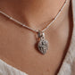 Silver Radha Krishna Heart Pendant with Intricate Detailing