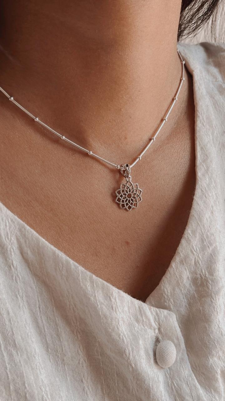 Sterling Silver Lotus Mandala Pendant for Spiritual Style