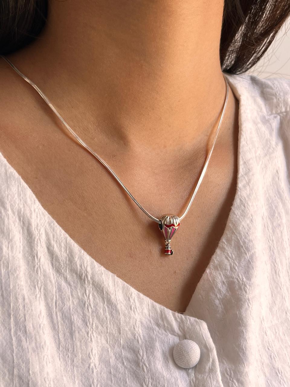 Sterling silver hot air balloon charm pendant