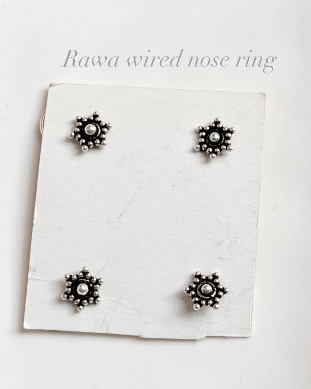 Charming tribal Rawa silver nose pin with wired back