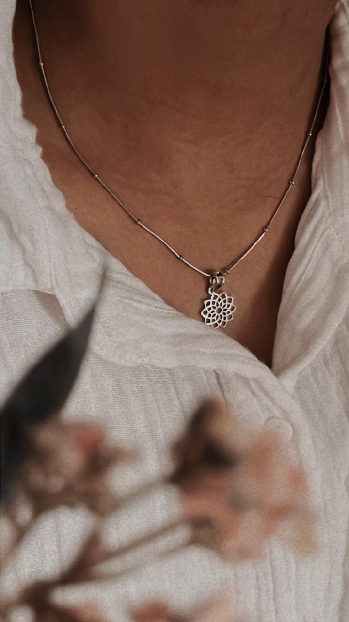 Elegant Lotus Mandala Pendant in Sterling Silver