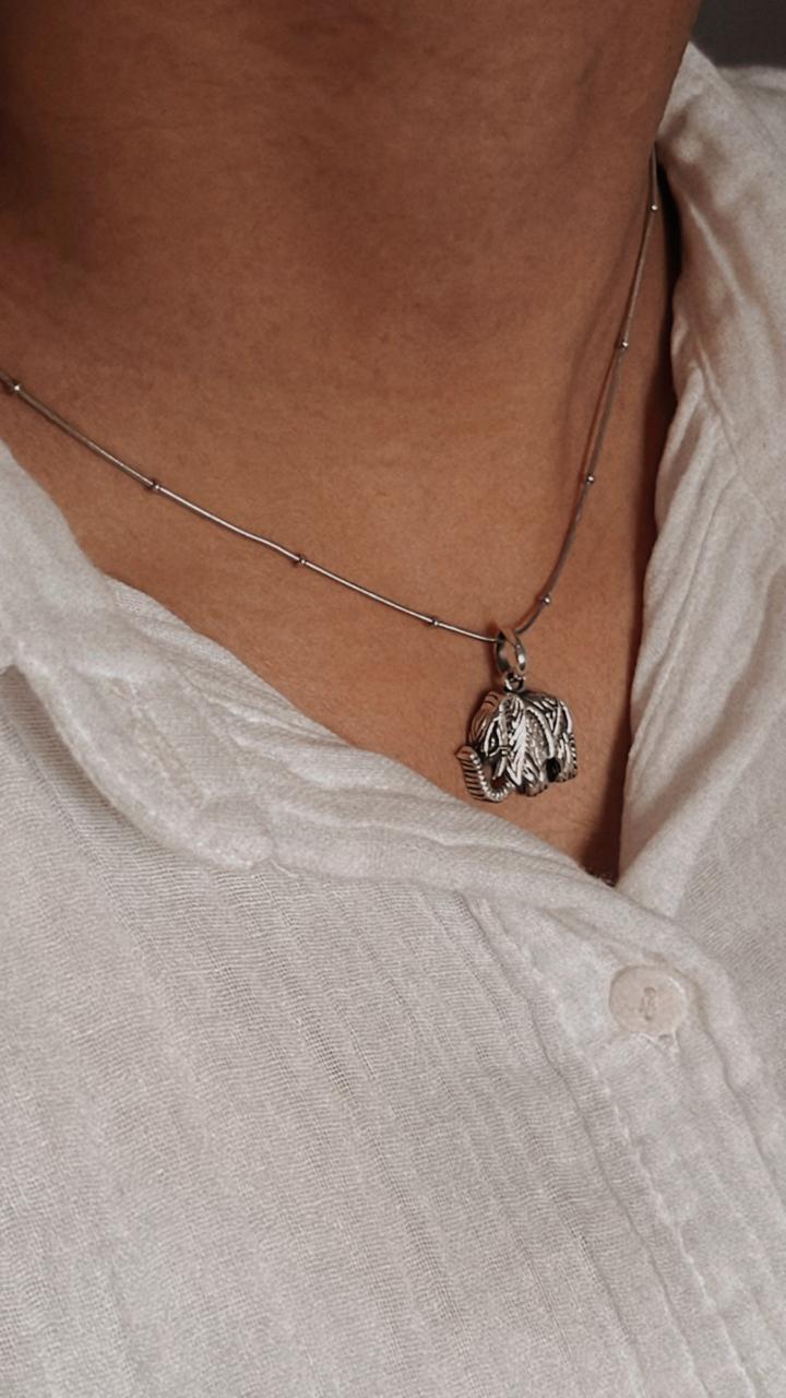 Stylish Boho Hathi Elephant Pendant with Leaf Design