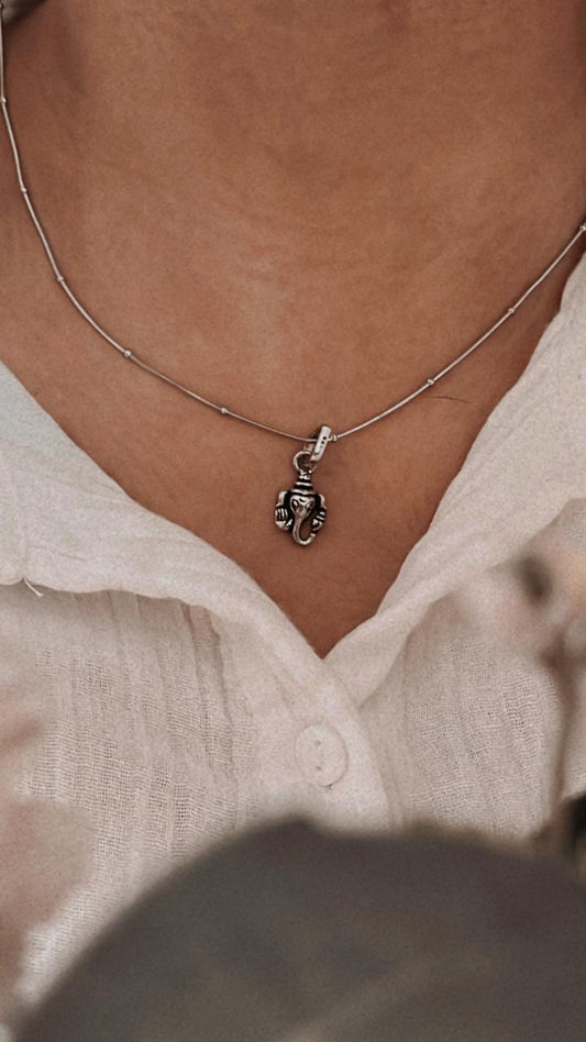 Ganesha Face Sterling Silver Pendant
