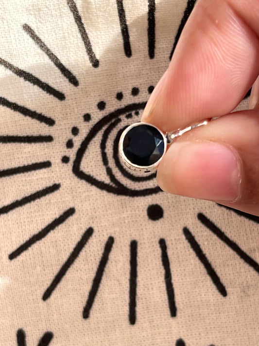 Black Onyx Round Cut Silver Pendant Necklace