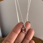 Elegant square cut rose quartz pendant with silver setting