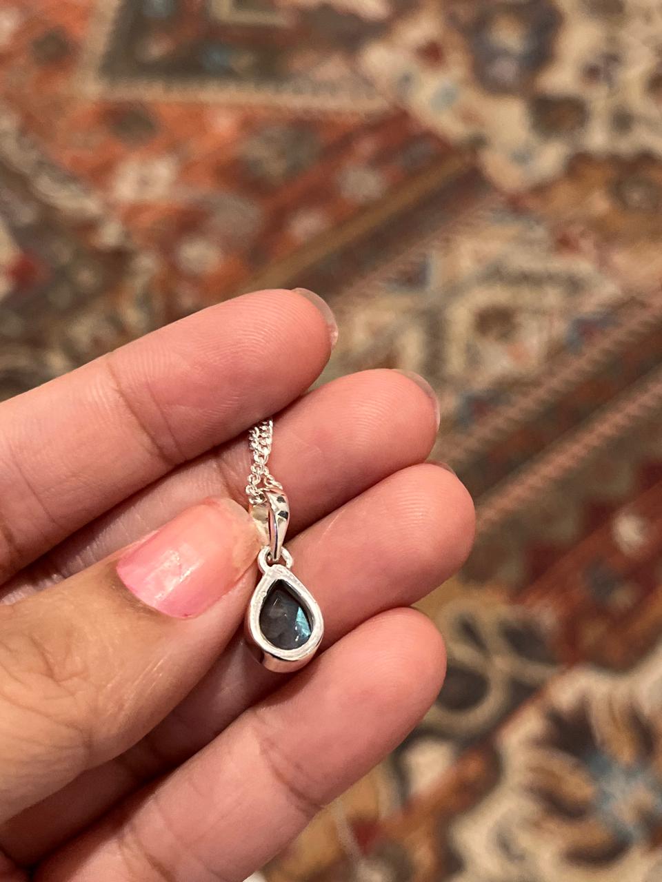 Sterling Silver Labradorite Pendant with Pear Cut Shape