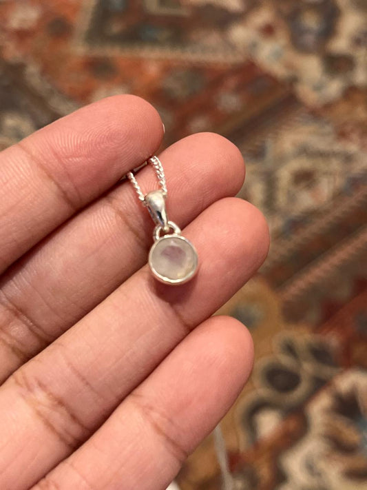 Sterling Silver Round Moonstone Pendant