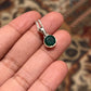 Green onyx round cut pendant in sterling silver