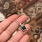 Elegant square cut green onyx pendant set in silver