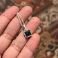Charming green onyx square cut pendant in a silver frame