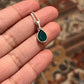 Charming green onyx pear cut pendant with silver setting