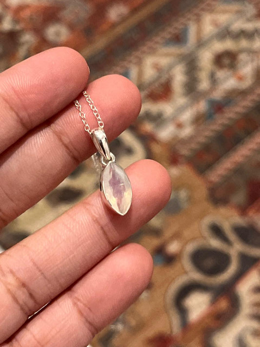 Moonstone Marquise Sterling Silver Pendant