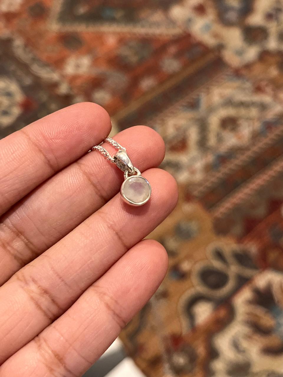 Moonstone Round Pendant in Silver for Timeless Style