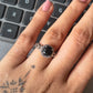925 Sterling Silver Black Onyx Heart Band Ring